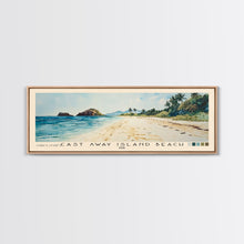 Load image into Gallery viewer, Cast Away Island Beach, Fiji Watercolor Print, Vacation Gift, Fiji Wall Art, Beach Painting, Beach Decor, Large Wall Art, Wood Frame Art