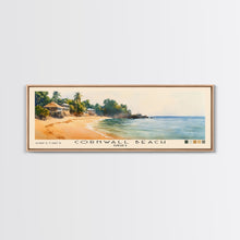 Load image into Gallery viewer, Cornwall Beach, Jamaica Watercolor Beach Print, Vacation Gift, Jamaica Wall Art, Framed Canvas Print, Framed Beach Painting