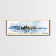 Load image into Gallery viewer, Embiez Island, France Watercolor Beach Print, Vacation Gift, France Wall Art, Framed Canvas Print, Framed Beach Painting