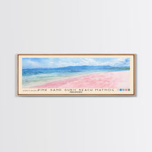 Load image into Gallery viewer, Pink sand Subic beach Matnog, Philippines Watercolor Print, Vacation Gift, Philippines Wall Art, Beach Painting, Beach Decor, Large Wall Art, Wood Frame Art