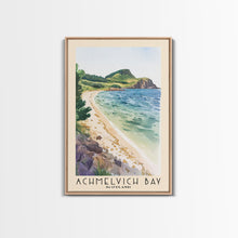 Load image into Gallery viewer, Achmelvich Bay, Scotland Watercolor Print, Vacation Gift, Scotland Wall Art, Beach Painting, Beach Decor, Large Wall Art, Wood Frame Art