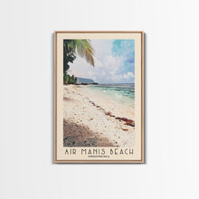 Carregar imagem no visualizador da galeria, Air Manis Beach, Indonesia Watercolor Beach Print, Vacation Gift, Indonesia Wall Art, Framed Canvas Print, Framed Beach Painting