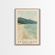 Load image into Gallery viewer, An Bang Beach, Hoi An, Vietnam Watercolor Beach Print, Vacation Gift, Hoi An, Vietnam Wall Art, Framed Canvas Print, Framed Beach Painting