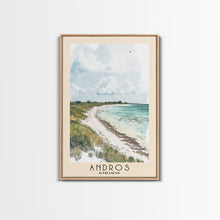 Load image into Gallery viewer, Andros, Bahamas Watercolor Beach Print, Vacation Gift, Bahamas Wall Art, Framed Canvas Print, Framed Beach Painting