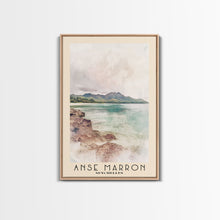 Load image into Gallery viewer, Anse Marron, Seychelles Watercolor Print, Vacation Gift, Seychelles Wall Art, Beach Painting, Beach Decor, Large Wall Art, Wood Frame Art