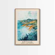Load image into Gallery viewer, Antigua, Antigua and Barbuda Watercolor Beach Print, Vacation Gift, Antigua and Barbuda Wall Art, Framed Canvas Print, Framed Beach Painting