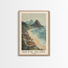 Load image into Gallery viewer, Baffin Island, Canada Watercolor Print, Vacation Gift, Canada Wall Art, Beach Painting, Beach Decor, Large Wall Art, Wood Frame Art