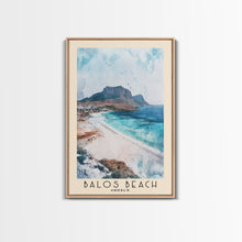 Carregar imagem no visualizador da galeria, Balos Beach, Greece Watercolor Beach Print, Vacation Gift, Greece Wall Art, Framed Canvas Print, Framed Beach Painting
