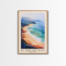 Load image into Gallery viewer, Big Wave Bay Beach, Hong Kong Watercolor Print, Vacation Gift, Hong Kong Wall Art, Beach Painting, Beach Decor, Large Wall Art, Wood Frame Art