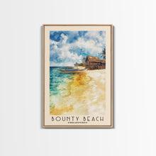 Load image into Gallery viewer, Bounty Beach, Philippines Watercolor Beach Print, Vacation Gift, Philippines Wall Art, Framed Canvas Print, Framed Beach Painting