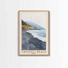 Carregar imagem no visualizador da galeria, Camogli Beach, Italy Watercolor Beach Print, Vacation Gift, Italy Wall Art, Framed Canvas Print, Framed Beach Painting