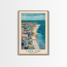 Carregar imagem no visualizador da galeria, Cape May, New Jersey Watercolor Beach Print, Vacation Gift, New Jersey Wall Art, Framed Canvas Print, Framed Beach Painting