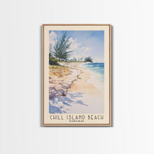 Cargar imagen en el visor de la galería, Chill Island Beach, Bahamas Watercolor Beach Print, Vacation Gift, Bahamas Wall Art, Framed Canvas Print, Framed Beach Painting