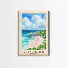 Load image into Gallery viewer, Crane Beach, Barbados Watercolor Beach Print, Vacation Gift, Barbados Wall Art, Framed Canvas Print, Framed Beach Painting