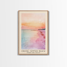 Load image into Gallery viewer, Cruise Center Beach, Turks and Caicos Watercolor Print, Vacation Gift, Turks and Caicos Wall Art, Beach Painting, Beach Decor, Large Wall Art, Wood Frame Art