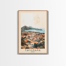 Carregar imagem no visualizador da galeria, Favignana, Italy Watercolor Beach Print, Vacation Gift, Italy Wall Art, Framed Canvas Print, Framed Beach Painting