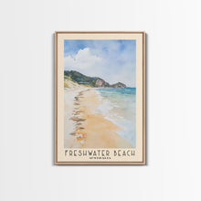 Load image into Gallery viewer, Freshwater Beach, Australia Watercolor Beach Print, Vacation Gift, Australia Wall Art, Framed Canvas Print, Framed Beach Painting