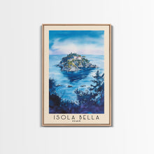 Load image into Gallery viewer, Isola Bella, Italy Watercolor Beach Print, Vacation Gift, Italy Wall Art, Framed Canvas Print, Framed Beach Painting
