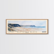 Load image into Gallery viewer, Álftanes Beach, Iceland Watercolor Print, Vacation Gift, Iceland Wall Art, Beach Painting, Beach Decor, Large Wall Art, Wood Frame Art