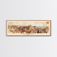 Carregar imagem no visualizador da galeria, Badajoz Spain Wall Art, Panoramic Travel Poster, Panoramic Framed Canvas Print, City Wall Art, Wall Hanging Home Decor, Travel Art