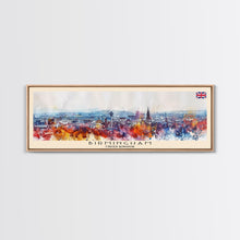 Load image into Gallery viewer, Birmingham United Kingdom Travel Print Wall Art, Panoramic City Art, Travel Art, Wall Decor, Vacation Gift, Framed Canvas Print Or Metal Art