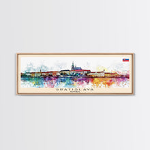 Load image into Gallery viewer, Bratislava Slovakia Wall Art, Panoramic Travel Poster, Panoramic Framed Canvas Print, City Wall Art, Wall Hanging Home Decor, Travel Art