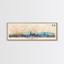 Load image into Gallery viewer, Brescia Italy Travel Print Wall Art, Panoramic City Art, Travel Art, Wall Decor, Vacation Gift, Framed Canvas Print Or Metal Art