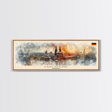 Load image into Gallery viewer, Cologne Germany Panoramic Travel Poster, Framed Canvas Print or Metal Wall Art, Travel Art, Home Decor, Panoramic Painting, Midcentury Art