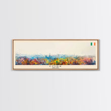Load image into Gallery viewer, Cork Ireland Panoramic Travel Poster, Framed Canvas Print or Metal Wall Art, Travel Art, Home Decor, Panoramic Painting, Midcentury Art