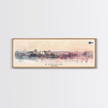 Load image into Gallery viewer, Espoo Finland Wall Art, Panoramic Travel Poster, Panoramic Framed Canvas Print, City Wall Art, Wall Hanging Home Decor, Travel Art