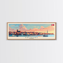 Carregar imagem no visualizador da galeria, Aalborg Denmark Wall Art, Panoramic Travel Poster, Panoramic Framed Canvas Print, City Wall Art, Wall Hanging Home Decor, Travel Art
