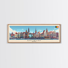 Load image into Gallery viewer, Antwerp Belgium Wall Art, Panoramic Travel Poster, Panoramic Framed Canvas Print, City Wall Art, Wall Hanging Home Decor, Travel Art