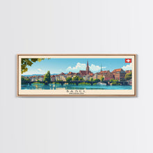 Carregar imagem no visualizador da galeria, Basel SwitzerlandTravel Art, City Art, Framed Canvas Print or Metal Wall Art, Europe Travel Poster, Panoramic Wall Art, Extra Wide Wall Art