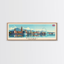 Load image into Gallery viewer, Belfast United Kingdom Travel Print Wall Art, Panoramic City Art, Travel Art, Wall Decor, Vacation Gift, Framed Canvas Print Or Metal Art