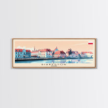 Load image into Gallery viewer, Bialystok Poland Panoramic Travel Poster, Framed Canvas Print or Metal Wall Art, Travel Art, Home Decor, Panoramic Painting, Midcentury Art