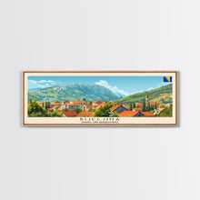 Load image into Gallery viewer, Bijeljina Bosnia Panoramic Travel Poster, Framed Canvas Print or Metal Wall Art, Travel Art, Home Decor, Panoramic Painting, Midcentury Art