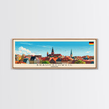 Load image into Gallery viewer, Braunschweig Germany Travel Art, City Art, Framed Canvas Print or Metal Wall Art, Europe Travel Poster, Panoramic Wall Art, Extra Wide Wall Art