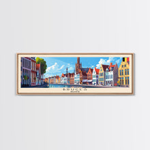 Carregar imagem no visualizador da galeria, Bruges Belgium Travel Art, City Art, Framed Canvas Print or Metal Wall Art, Europe Travel Poster, Panoramic Wall Art, Extra Wide Wall Art