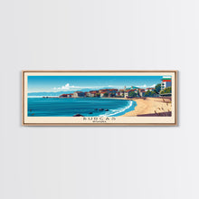 Carregar imagem no visualizador da galeria, Burgas Bulgaria Panoramic Travel Poster, Framed Canvas Print or Metal Wall Art, Travel Art, Home Decor, Panoramic Painting, Midcentury Art