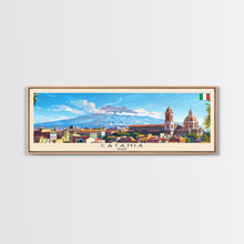 Cargar imagen en el visor de la galería, Catania Italy Travel Print Wall Art, Panoramic City Art, Travel Art, Wall Decor, Vacation Gift, Framed Canvas Print Or Metal Art
