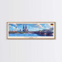 Load image into Gallery viewer, Cologne Germany Panoramic Travel Poster, Framed Canvas Print or Metal Wall Art, Travel Art, Home Decor, Panoramic Painting, Midcentury Art