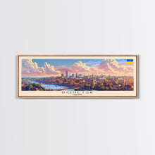 Load image into Gallery viewer, Donetsk Ukraine Panoramic Travel Poster, Framed Canvas Print or Metal Wall Art, Travel Art, Home Decor, Panoramic Painting, Midcentury Art