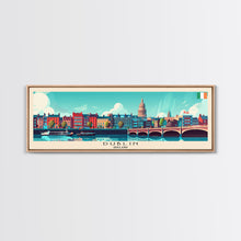 Load image into Gallery viewer, Dublin Ireland Panoramic Travel Poster, Framed Canvas Print or Metal Wall Art, Travel Art, Home Decor, Panoramic Painting, Midcentury Art