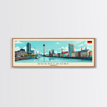 Load image into Gallery viewer, Dusseldorf Germany Travel Art, City Art, Framed Canvas Print or Metal Wall Art, Europe Travel Poster, Panoramic Wall Art, Extra Wide Wall Art