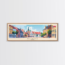 Load image into Gallery viewer, Gliwice Poland Panoramic Travel Poster, Framed Canvas Print or Metal Wall Art, Travel Art, Home Decor, Panoramic Painting, Midcentury Art