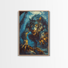 Carregar imagem no visualizador da galeria, Ferocious Werewolf in the Forest - Halloween Wall Decor - Scary Art Print - Werewolf Painting for Halloween - Spooky Home Decor