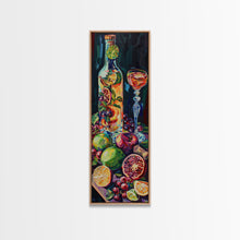 Load image into Gallery viewer, Still Life Bar Art Print Framed on Canvas, Vertical Framed Kitchen Art, Dark Wall Art, Textured, Cocktail Canvas Wall Art Print, Modern Art