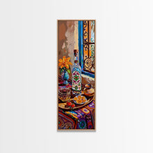 Carregar imagem no visualizador da galeria, Tuscan Kitchen Wall Art Print Framed on Canvas, Tall Narrow Mediterranean Art, Housewarming Gift, Textured Oil Painting , Modern Art Print