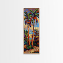Carregar imagem no visualizador da galeria, Abstract Canvas Painting of Beach Landscape, Palm Tree Art Print, Tall and Narrow Canvas Art of Ocean, Beachy Wall Art for Living Room