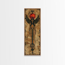 Load image into Gallery viewer, Egyptian Art Depiction of Goddess Isis - Framed Canvas Print, Midcentury Modern Wall Art, Skinny Art, Tall Art, Living Room Decor